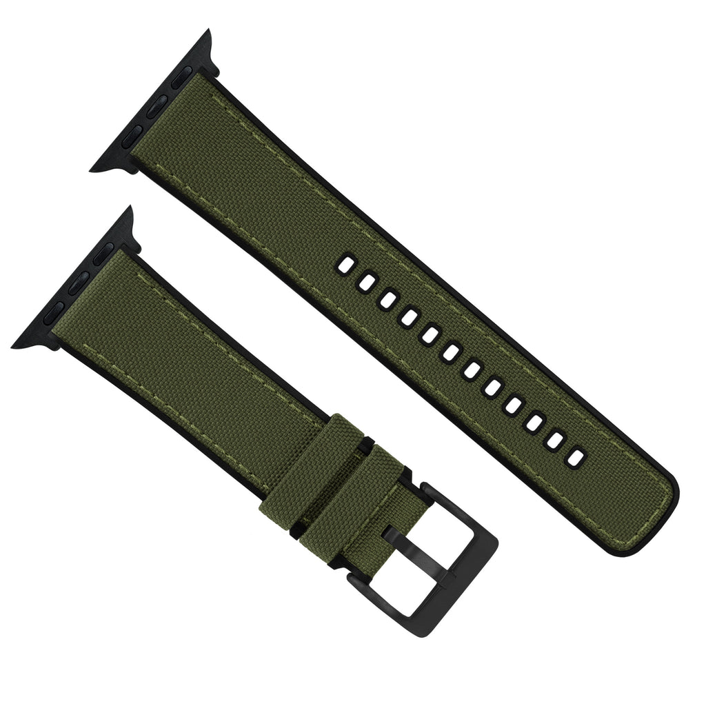 Apple Watch Army Green Cordura Fabric And Silicone Hybrid Watch Band