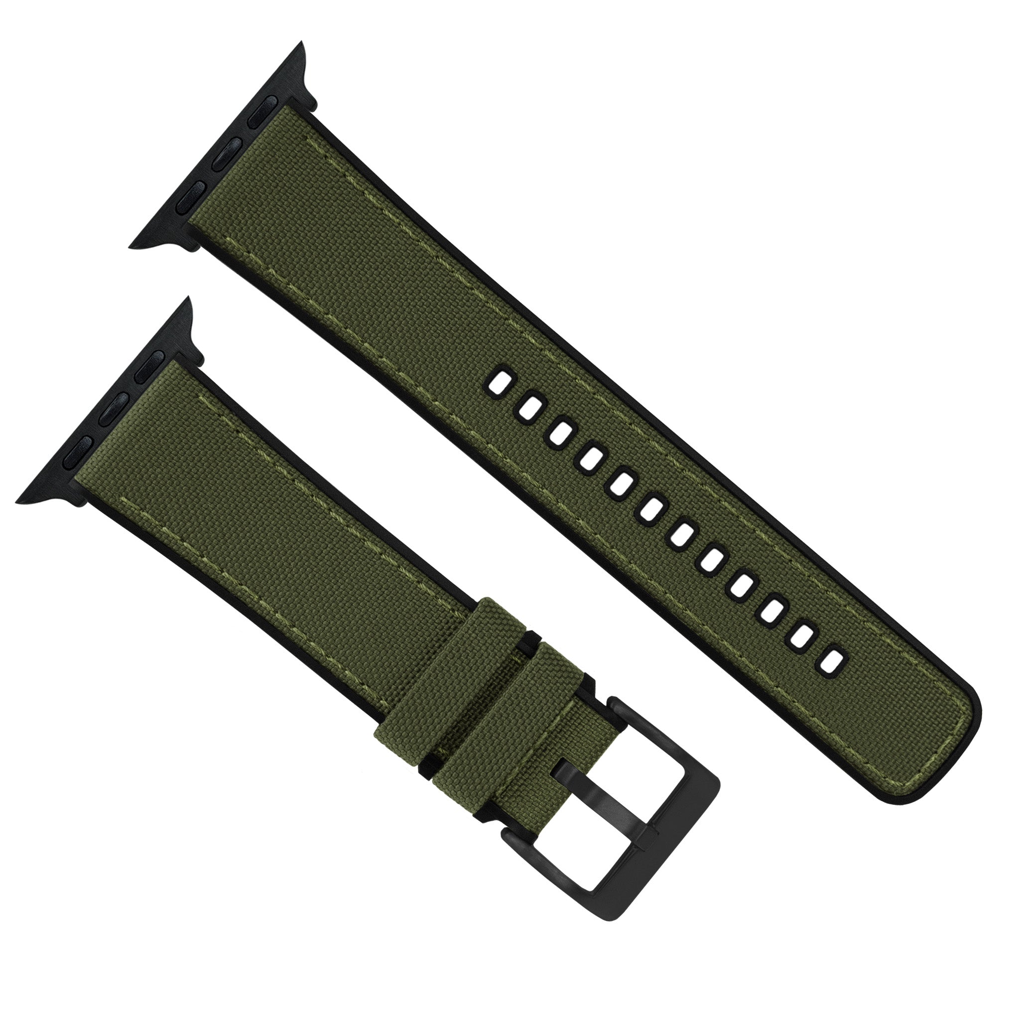 Apple Watch Army Green Cordura Fabric And Silicone Hybrid Watch Band