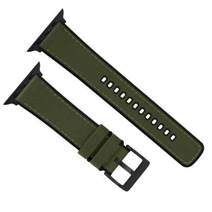 Apple Watch Army Green Cordura Fabric And Silicone Hybrid Watch Band