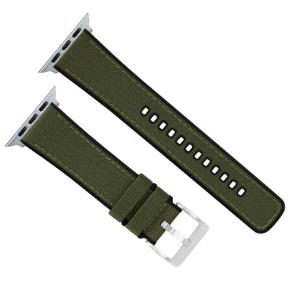 Apple Watch Army Green Cordura Fabric And Silicone Hybrid Watch Band