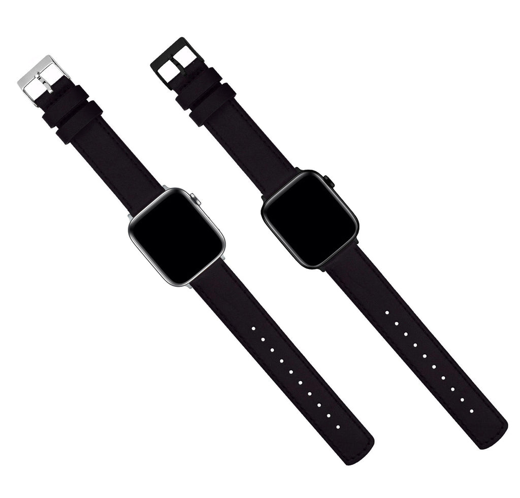 Apple Black Leather Stitching Watch Band