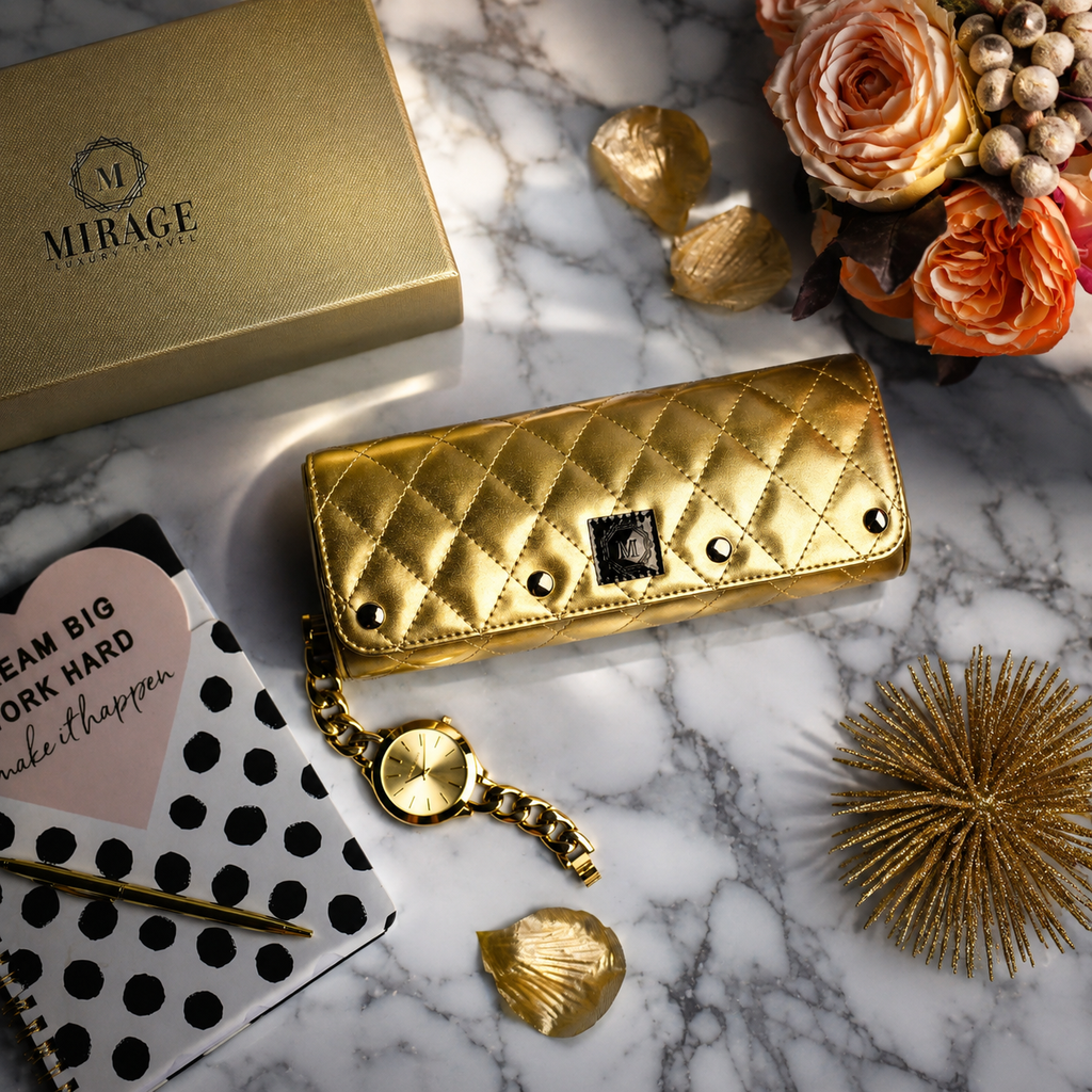 La cassa Mirage Royal Gold da 3 orologi da donna