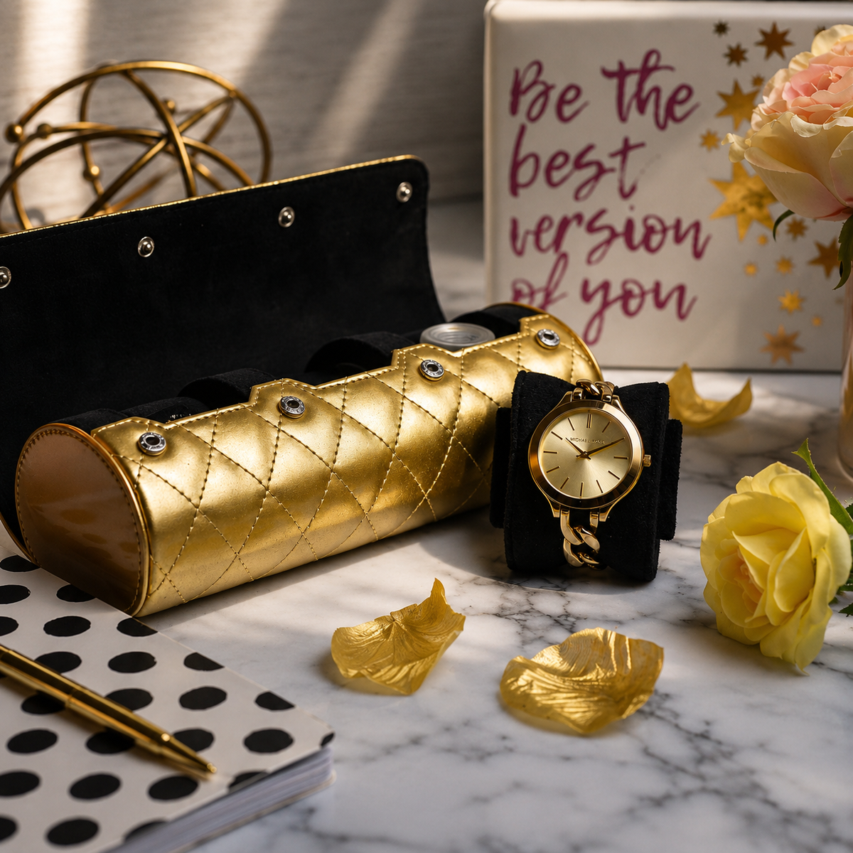 La cassa Mirage Royal Gold da 3 orologi da donna