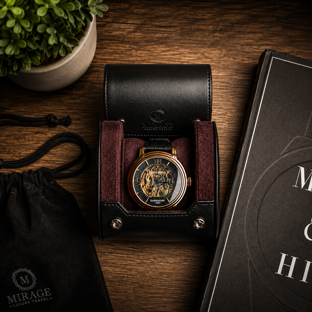 1 Watch Travel Case Vegan Leather Watch Roll (Jade Black)