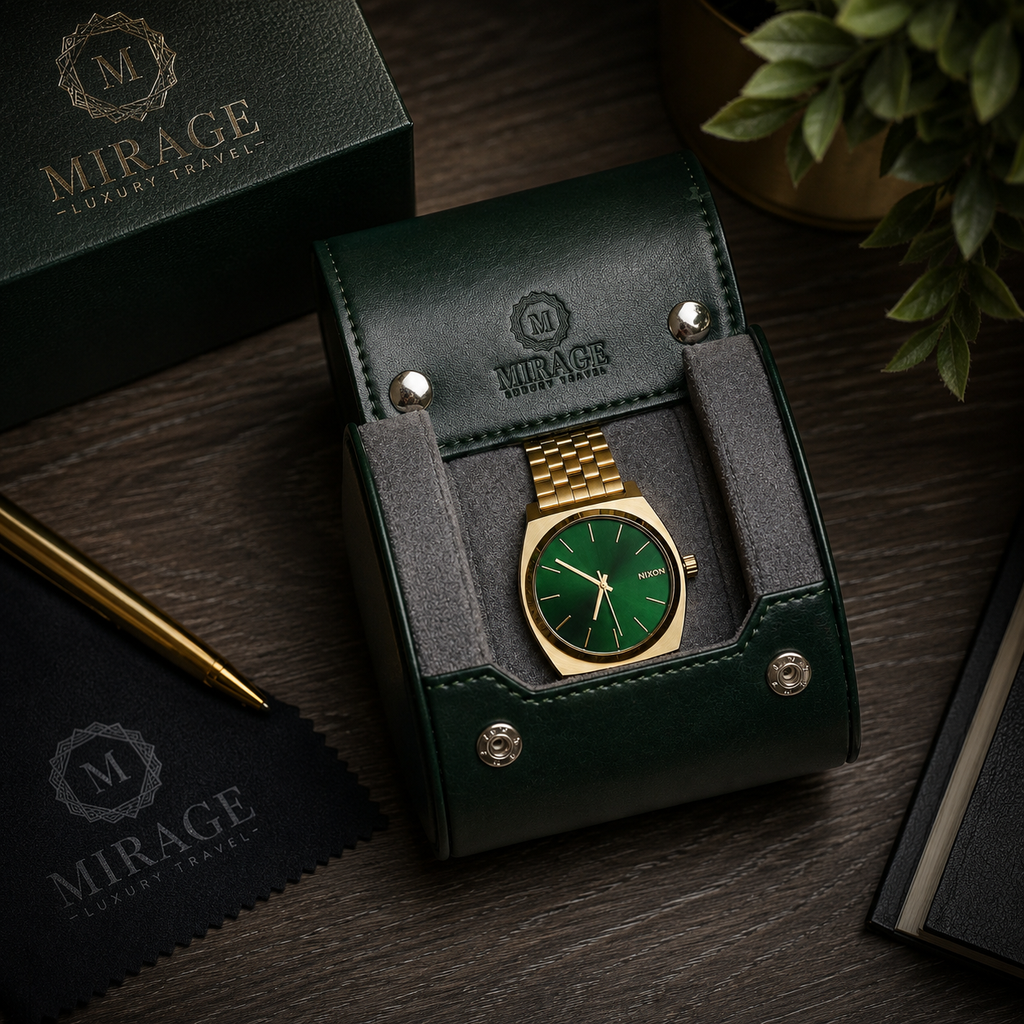 1 Watch Travel Case Vegan Leather Watch Roll (Royal Green)