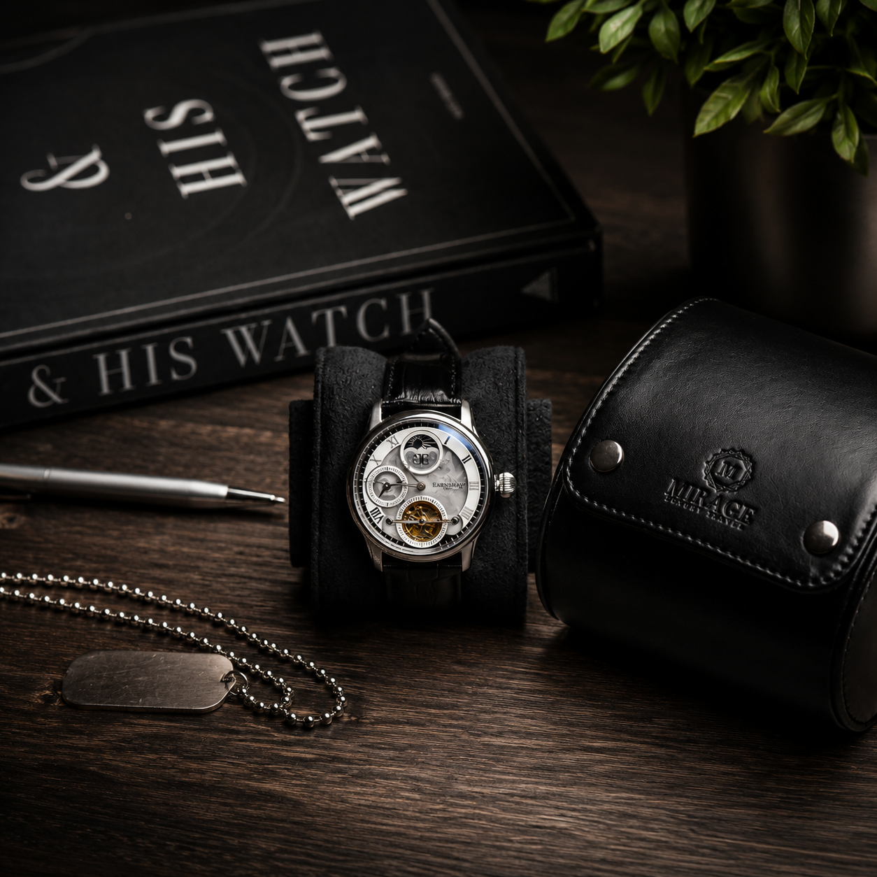 1 Watch Travel Case Vegan Leather Watch Roll (Super Black)