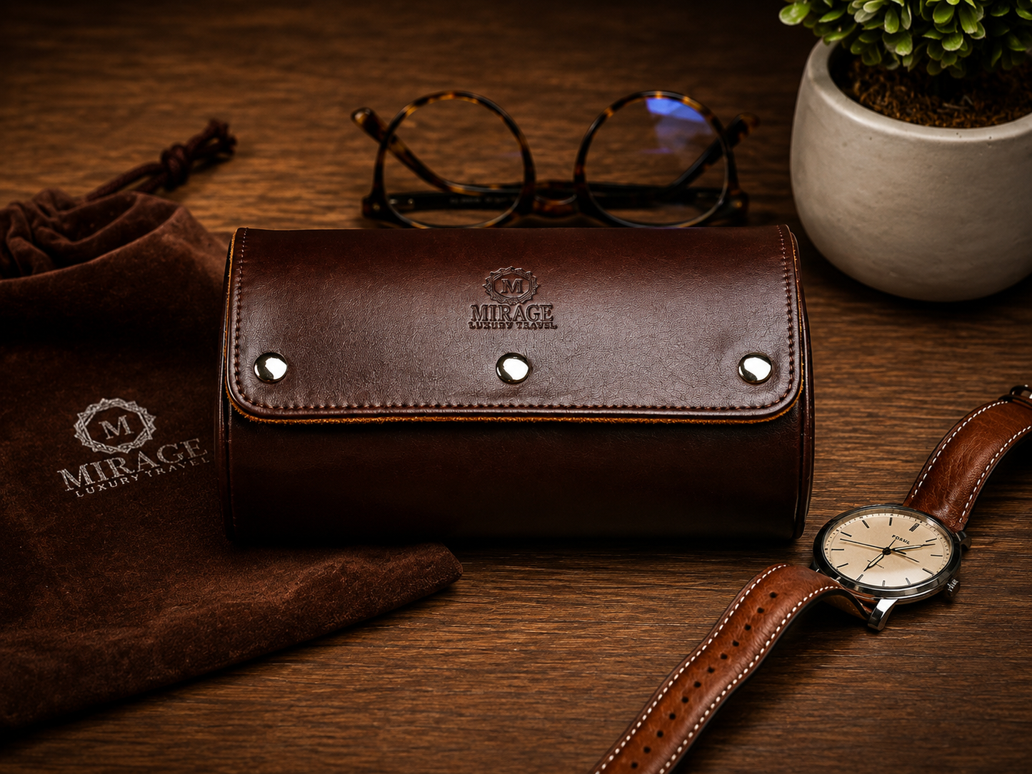 2 Watch Case - Espresso Brown