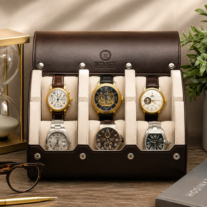 6 Watch Case - Espresso Brown (Ivory White)
