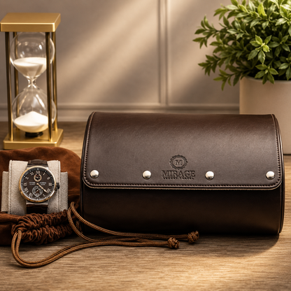 6 Watch Case - Espresso Brown (Ivory White)