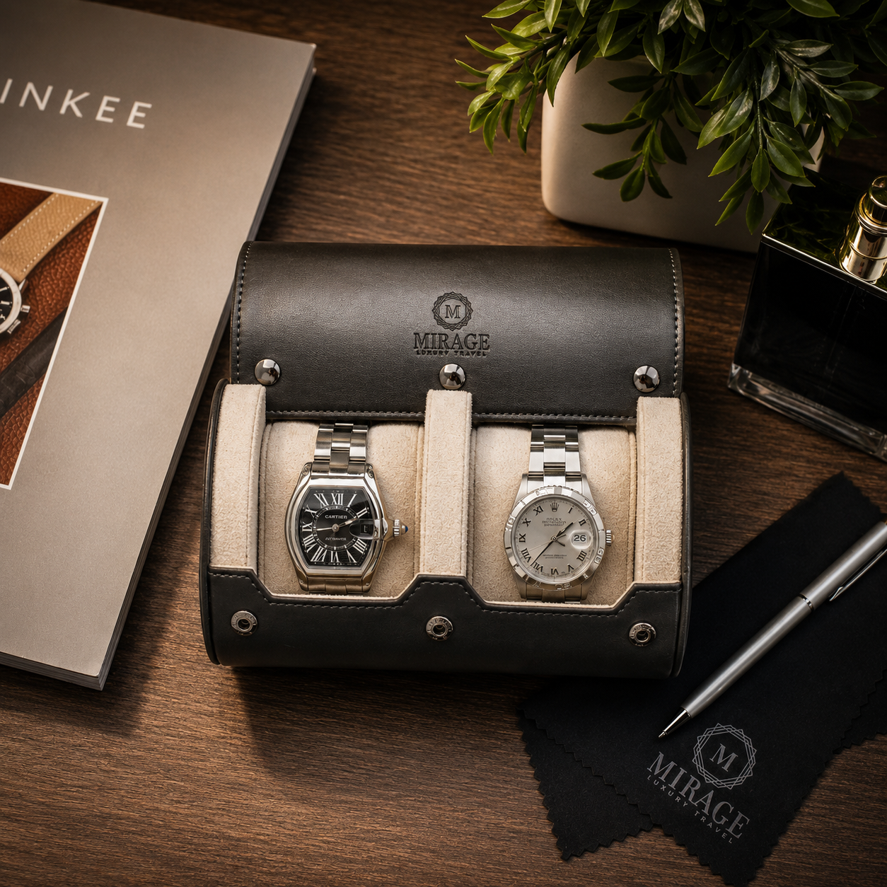 Porte-montres gris ardoise - 2 montres