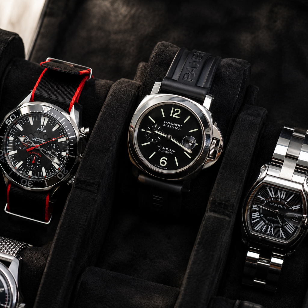 6 Watch Travel Case Vegan Leather Watch Roll (Slate Gray)