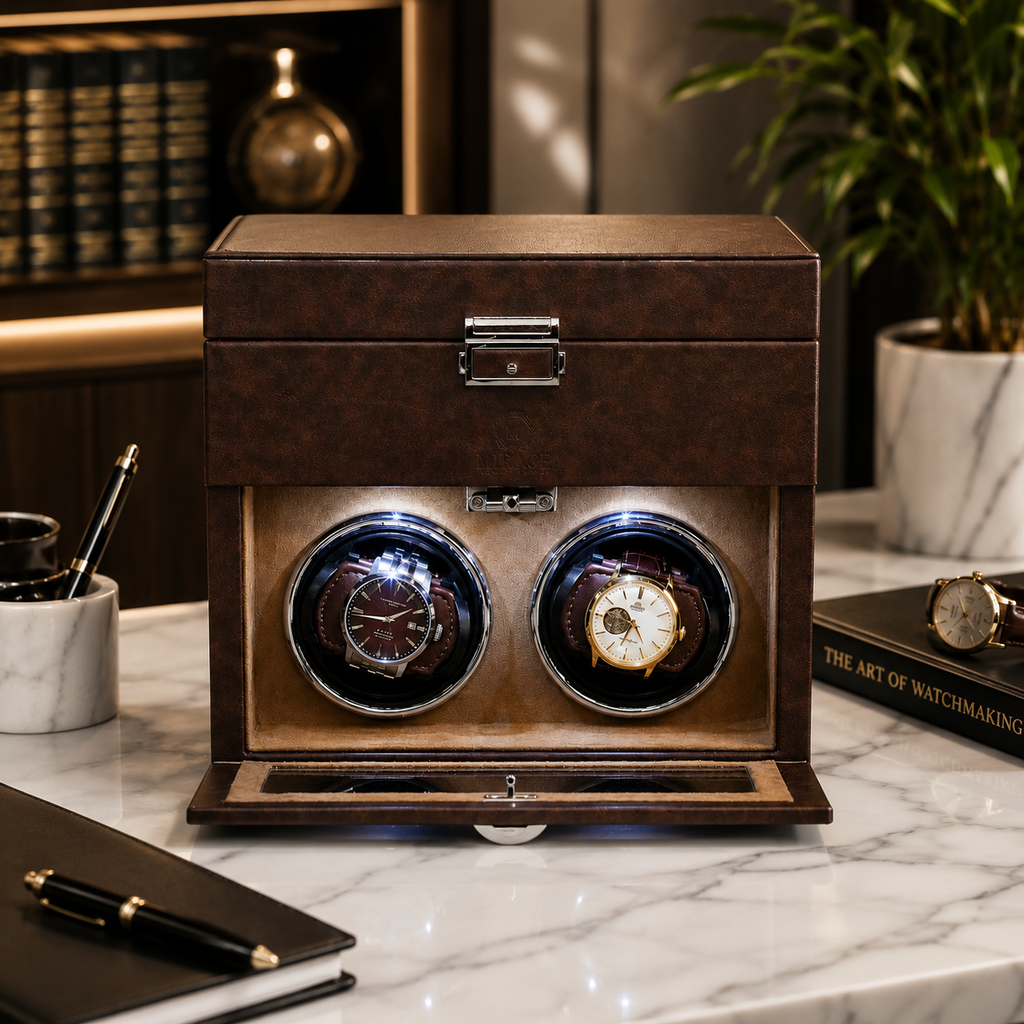 Luxury Automatic Watch Winder Box | Coffee Brown