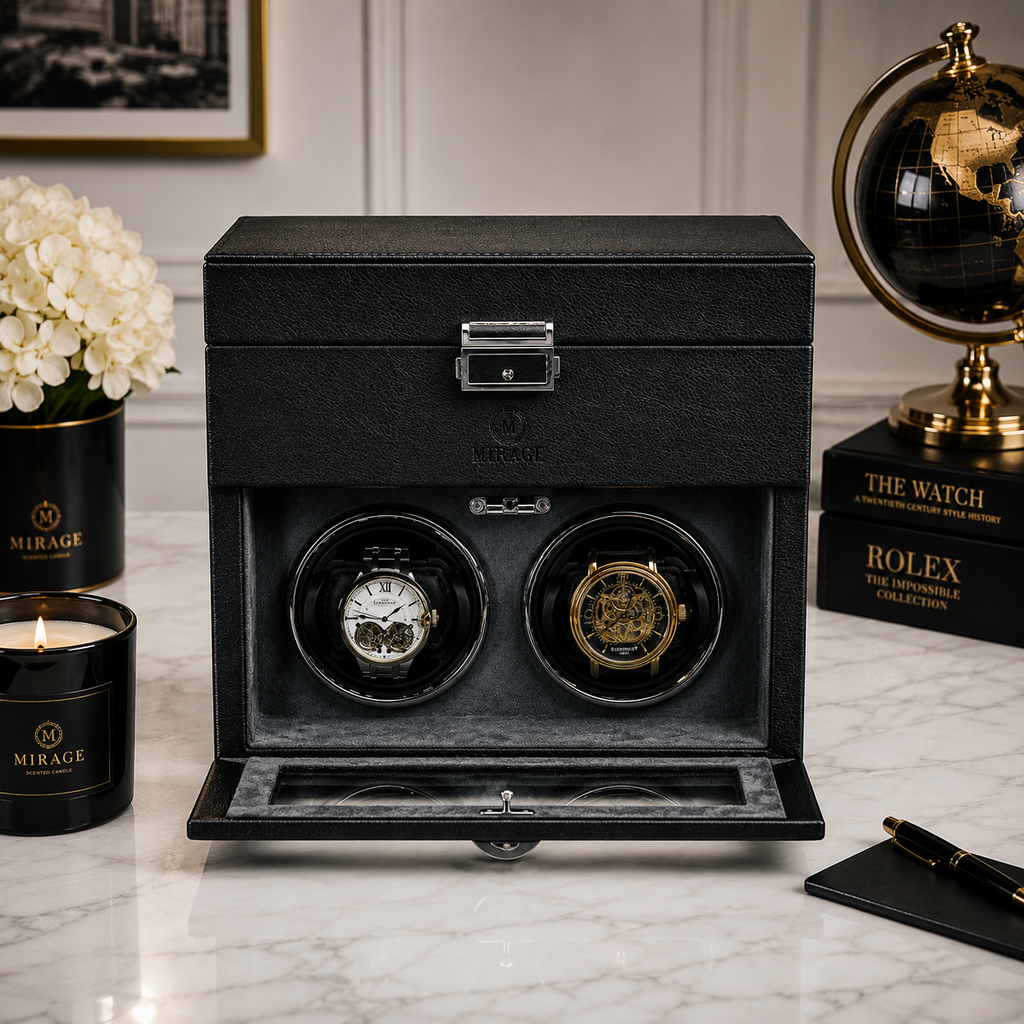 Automatic Watch Winder - Luxury Watch Winder Box (Ebony Black)