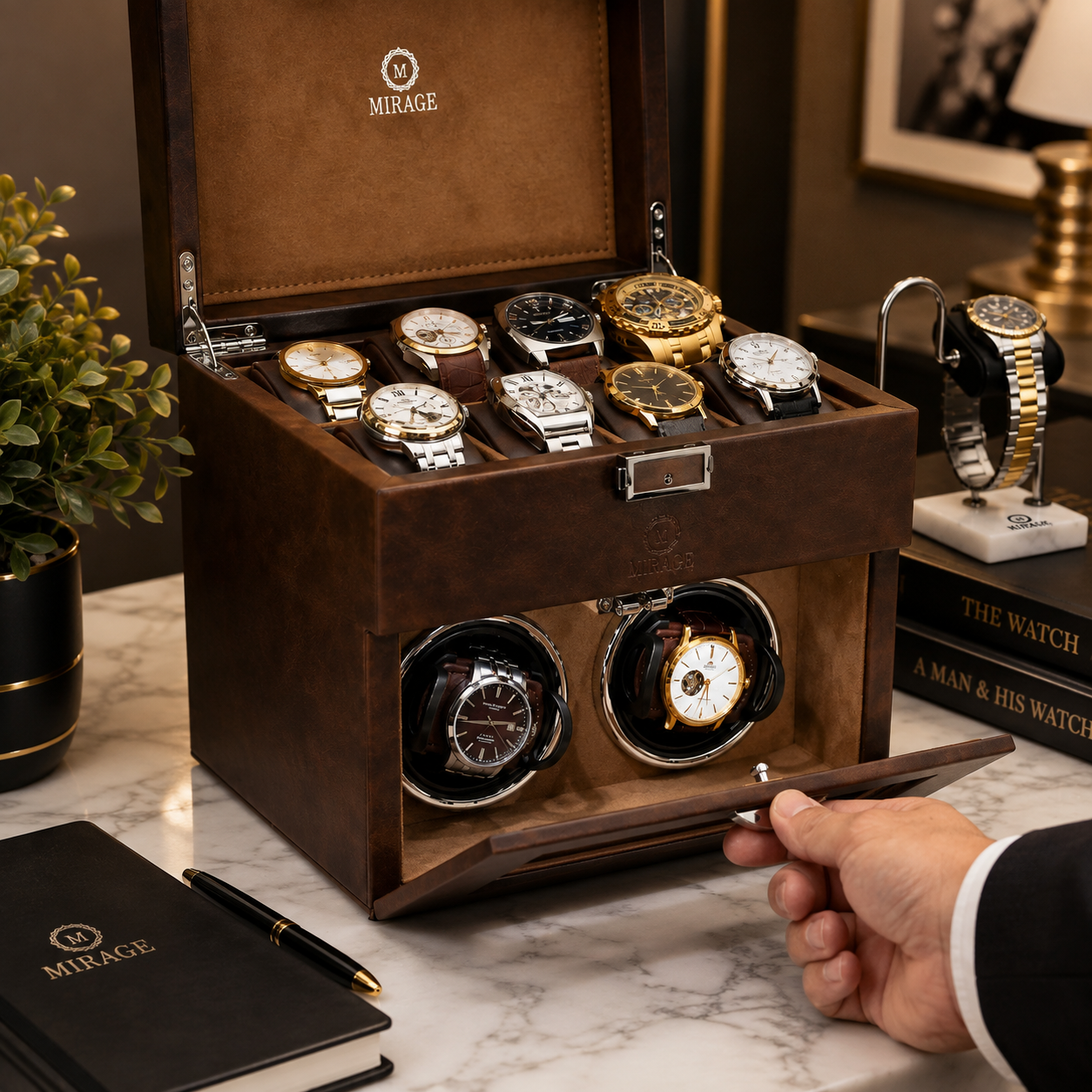 Luxury Automatic Watch Winder Box | Coffee Brown