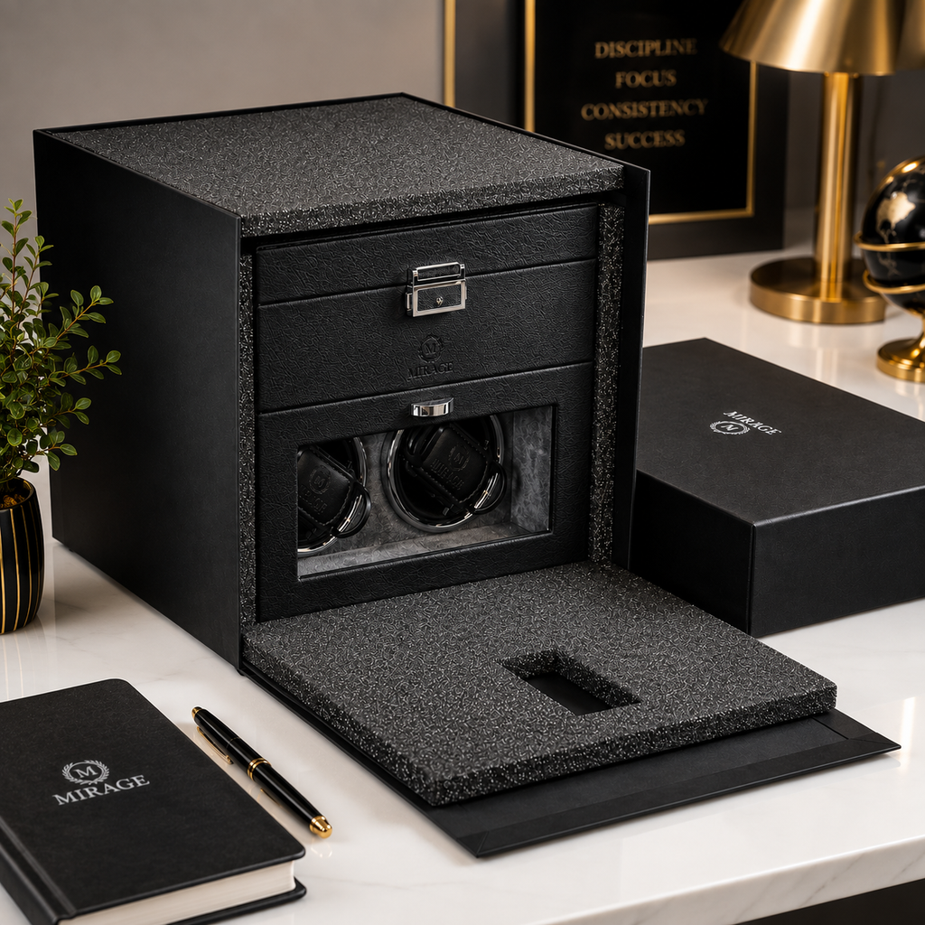 Automatic Watch Winder - Luxury Watch Winder Box (Ebony Black)