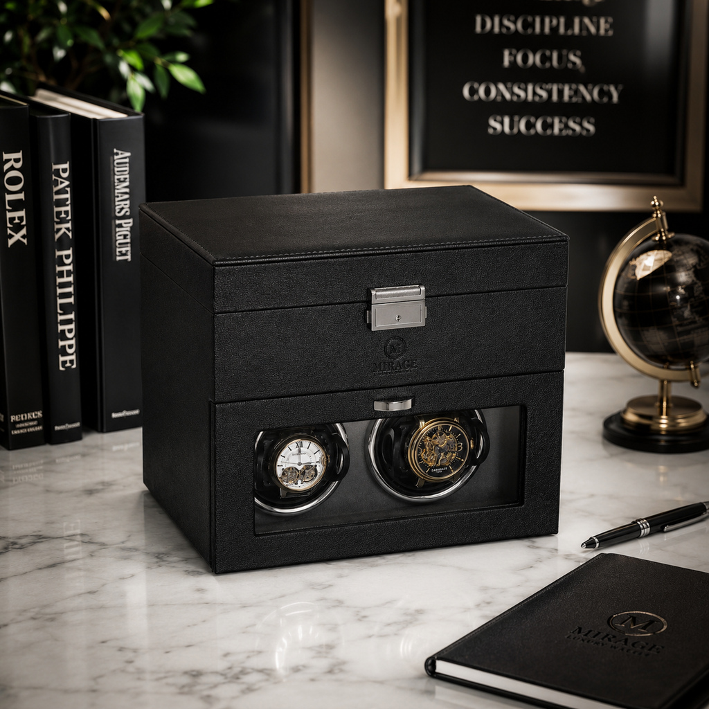 Automatic Watch Winder - Luxury Watch Winder Box (Ebony Black)