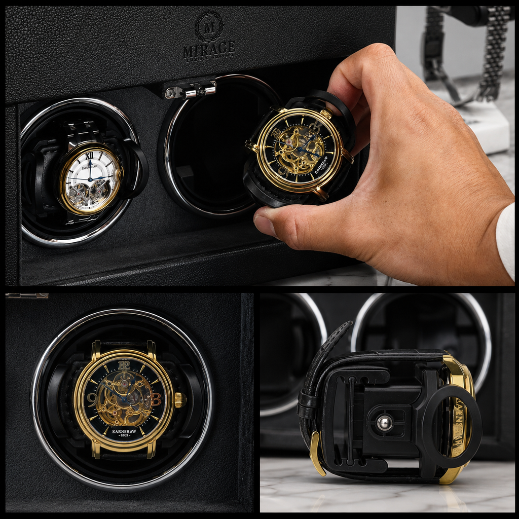 Automatic Watch Winder - Luxury Watch Winder Box (Ebony Black)