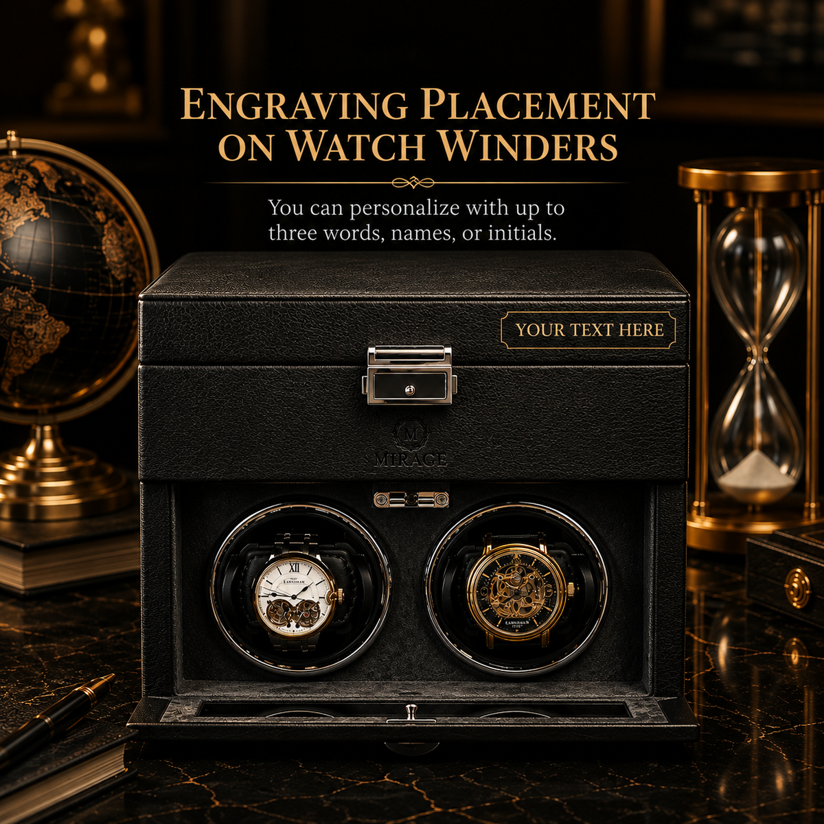 Automatic Watch Winder - Luxury Watch Winder Box (Ebony Black)