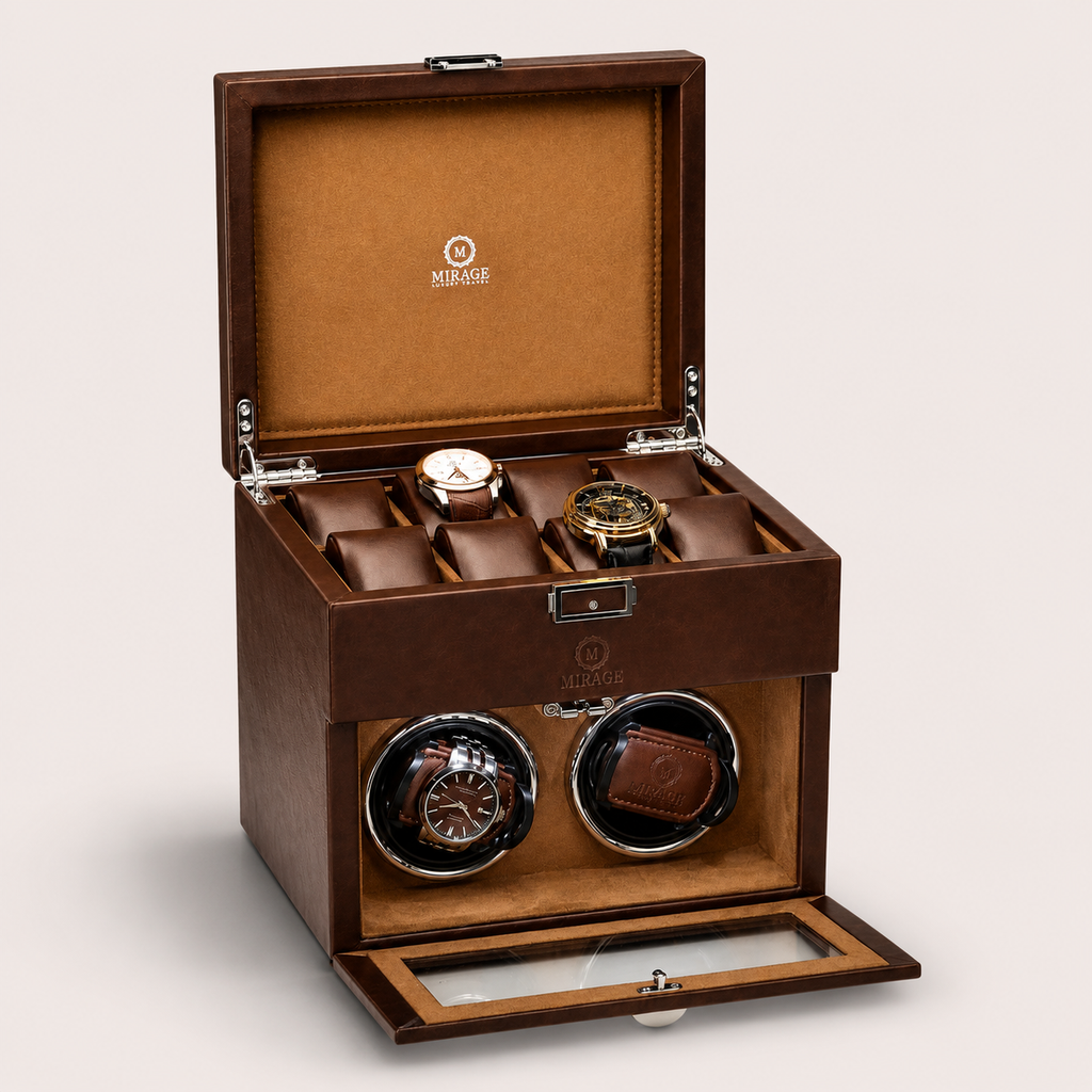 Luxury Automatic Watch Winder Box | Coffee Brown