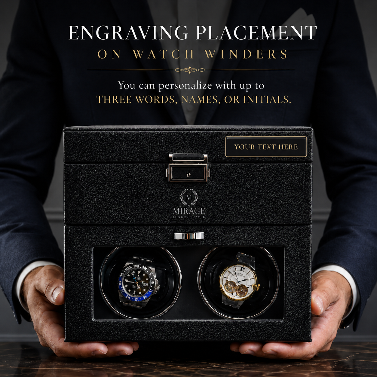 Automatic Watch Winder - Luxury Watch Winder Box (Ebony Black)