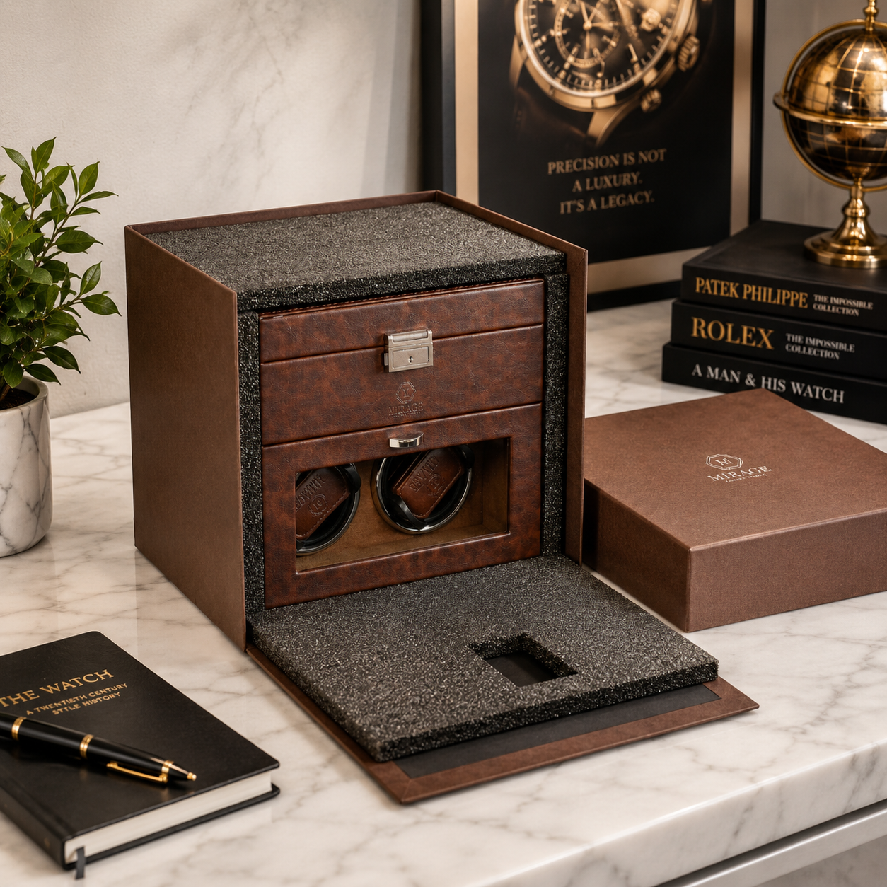Luxury Automatic Watch Winder Box | Coffee Brown