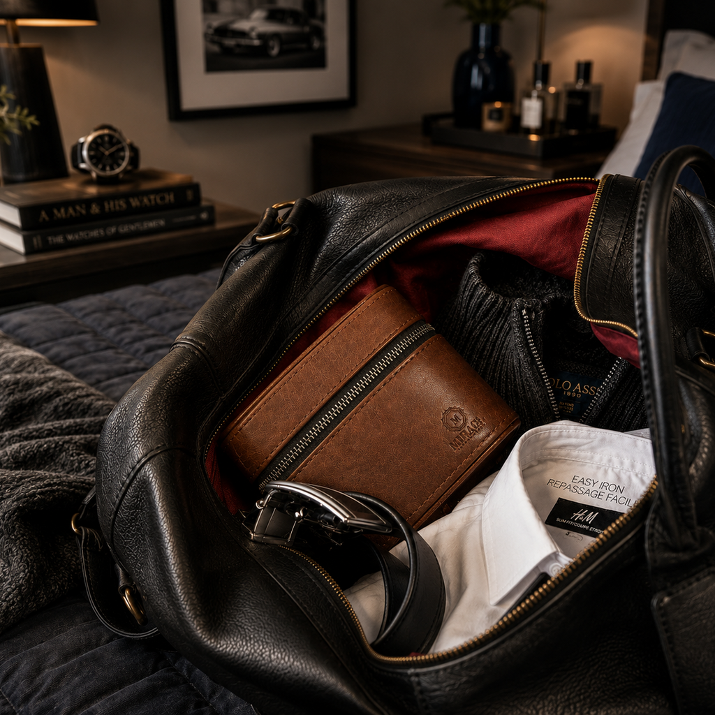 Watch and Jewelry Travel Case -  Coffee Brown Leather
