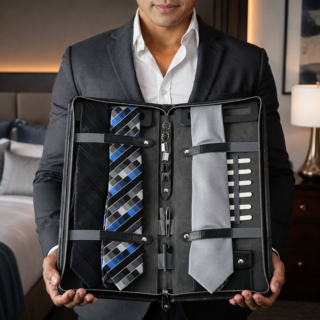 Tie Case for Travel - Graphite Black