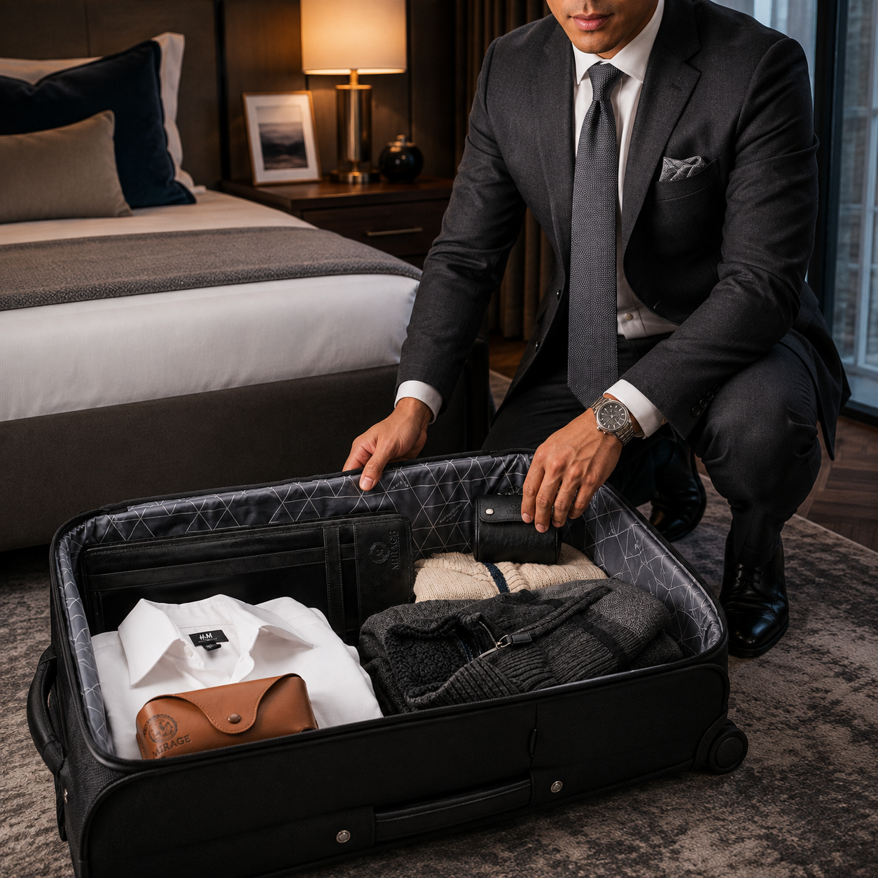 Tie Case for Travel - Graphite Black