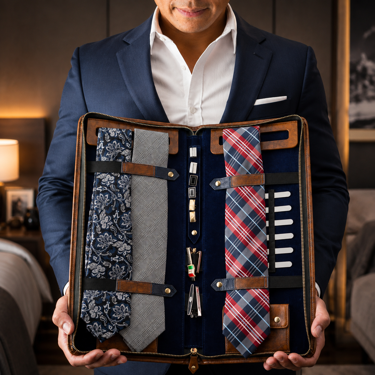 Tie Travel Case Organizer - Royal Blue
