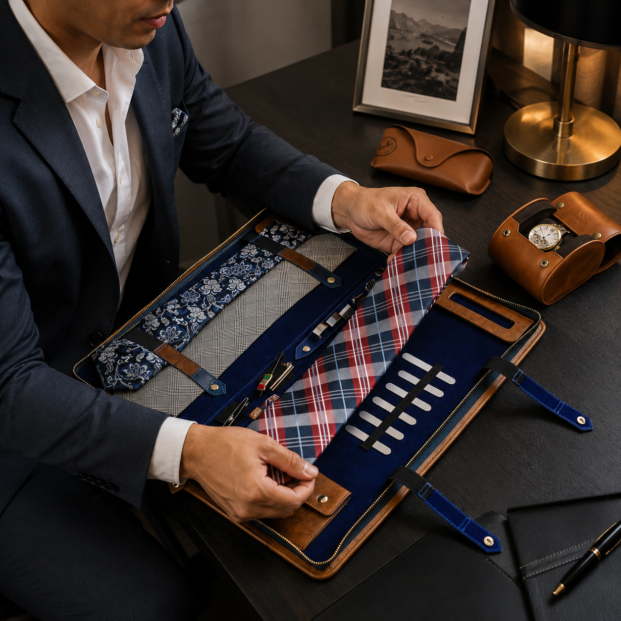 Tie Travel Case Organizer - Royal Blue