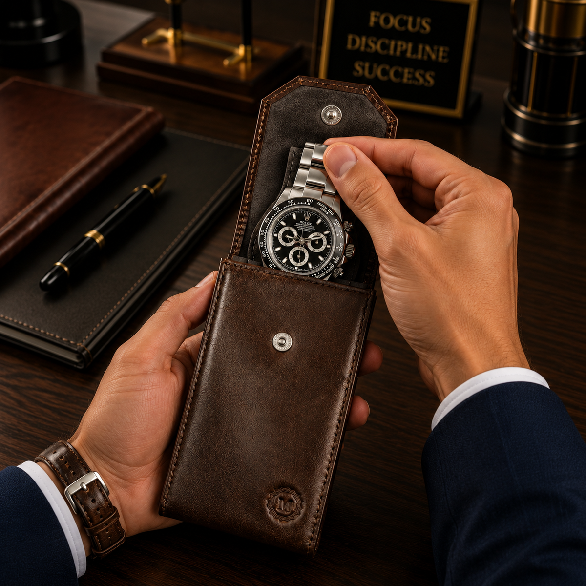 Leather Watch Pouch – Saddle Brown