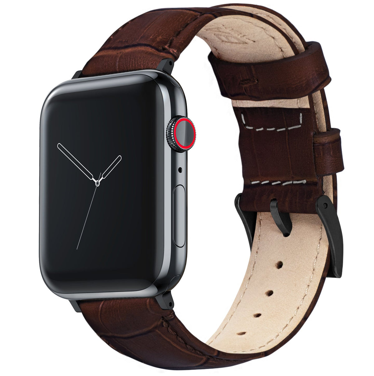 Apple Watch Coffee Brown Alligator Grain Leather Watch Band