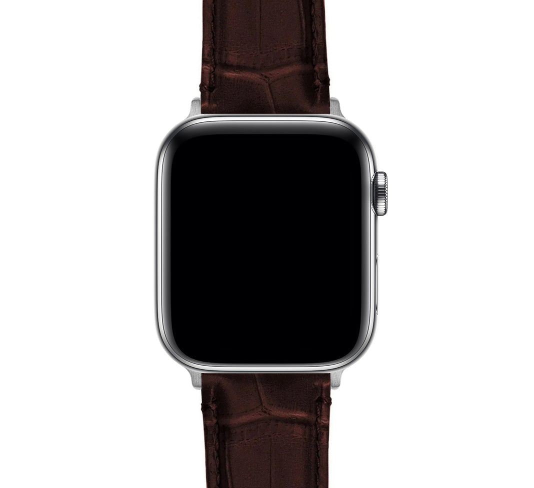 Apple Watch Coffee Brown Alligator Grain Leather Watch Band