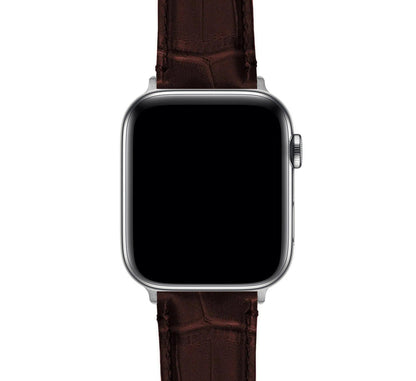Apple Watch Coffee Brown Alligator Grain Leather Watch Band