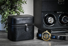 Laden Sie das Bild in den Galerie-Viewer, Watch and Jewelry Travel Case - Genuine Leather - Obsedian Black
