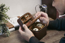Carica l&#39;immagine nel visualizzatore Galleria, Watch and Jewelry Travel Case - Genuine Leather - Coffee Brown
