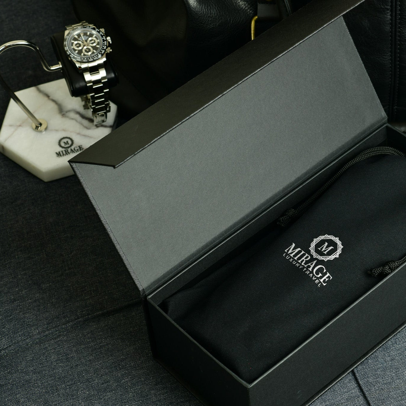 mirage watch roll travel case watch stand display white marble base watch stand