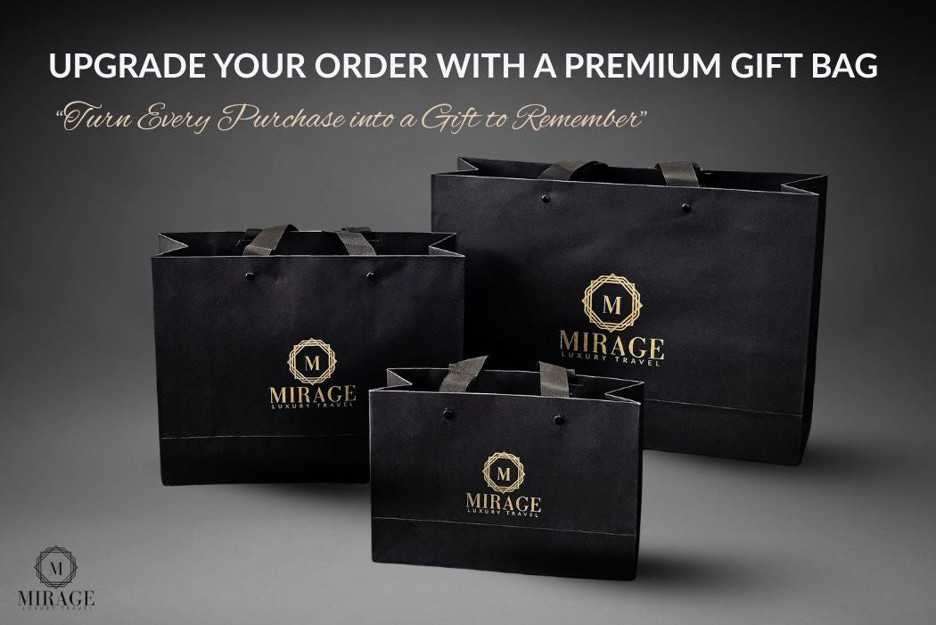 Optional Mirage Luxury Travel premium gift bags for luxury gifting and special occasions.