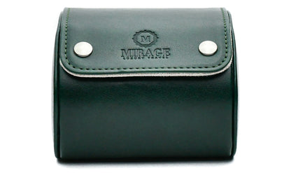 Royal Green vegan leather 1 watch roll with ivory white suede interior for luxury watch storage and travel.