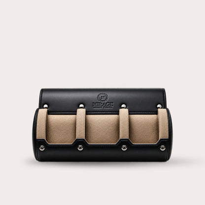 Sable Black Saffiano lederen horlogerolhouder 3-horloges