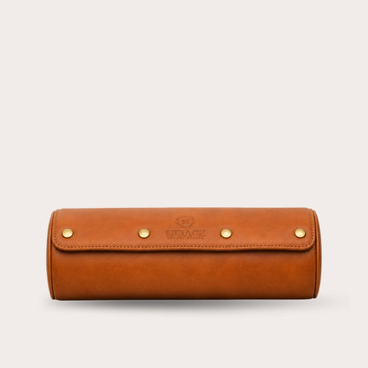 Tawny Brown Full-grain Cow Leather Watch Roll - 3 Watches