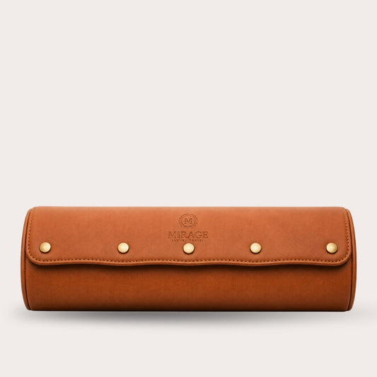Luxury 4 Watch Travel Case | Full-Grain Cow Leather | Tawny Brown