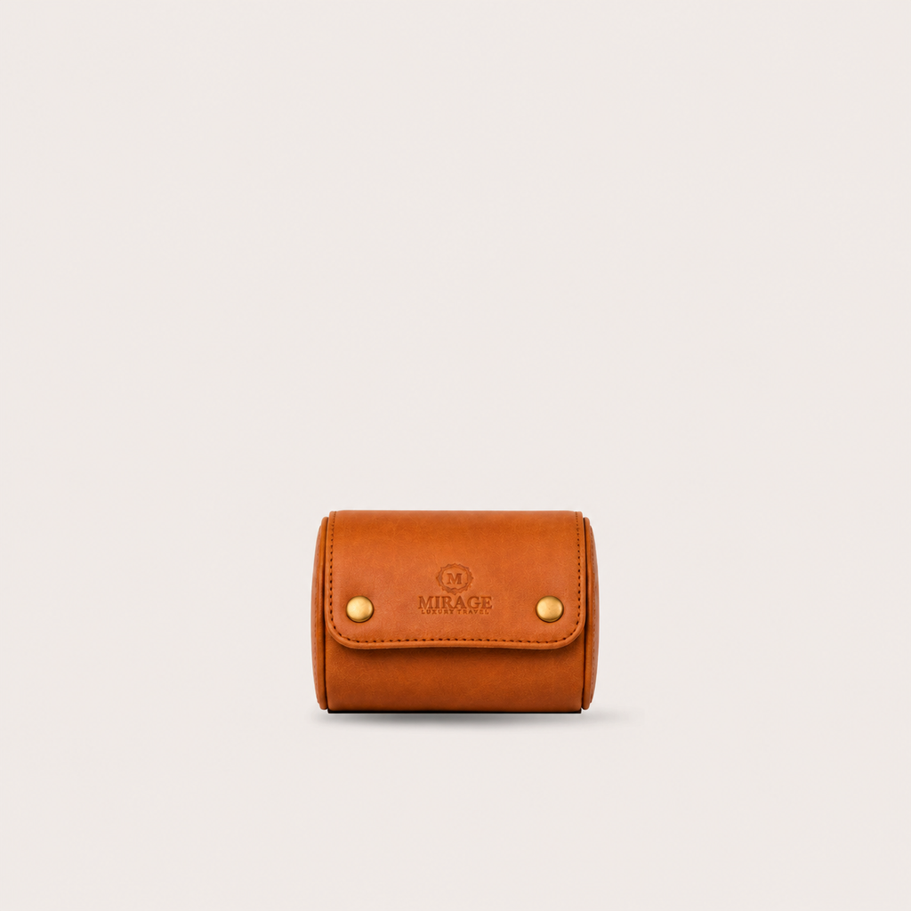 1 Watch Travel Case Full-grain Leather Watch Roll (Tawny Brown)