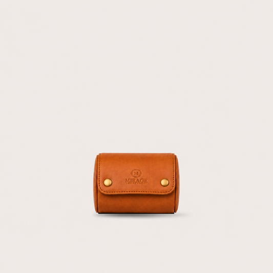 Tawny Brown Full-grain Cow Leather Watch Travel Case - 1 Watch