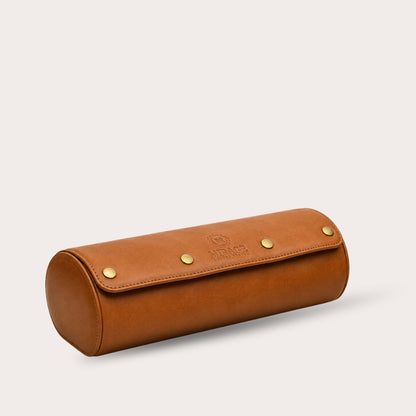 Tawny Brown Full-grain Cow Leather Watch Roll - 3 Watches