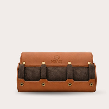 Tawny Brown Full-grain Cow Leather Watch Roll - 3 Watches