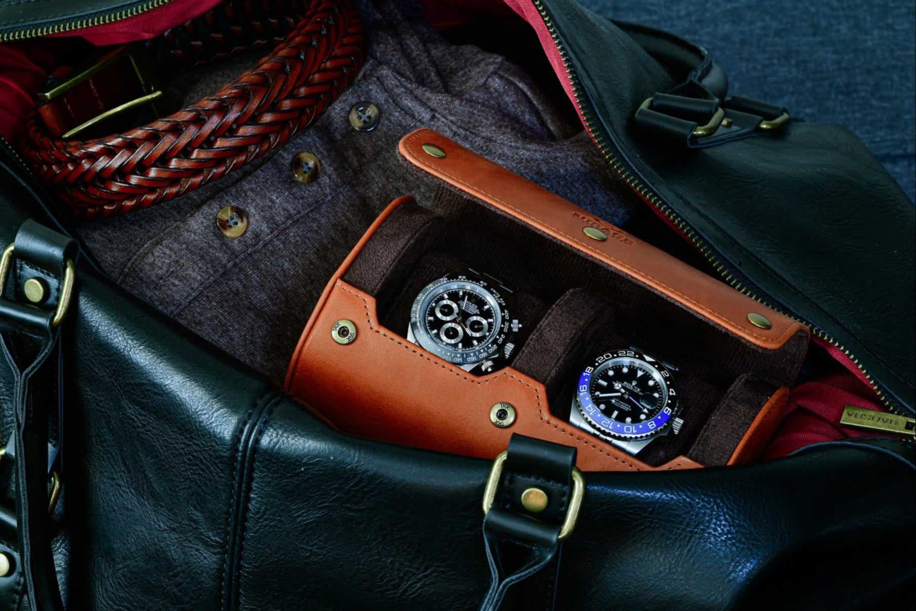 mirage luxury watch roll travel case leather watch case for men watch roll leather watch roll