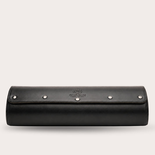 Sable Black Full-grain Cow Leather Watch Roll - 4 Watches