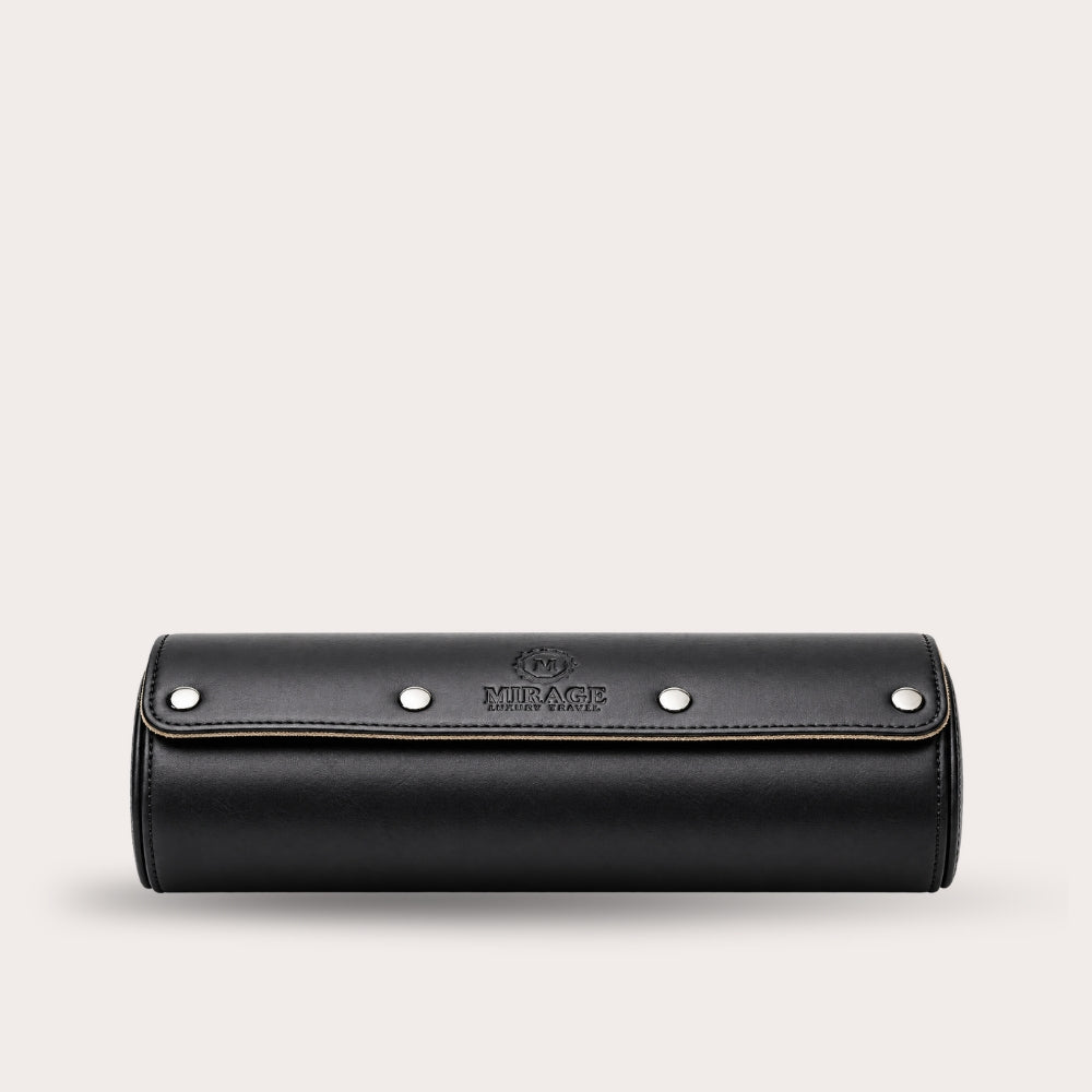 Sable Black Saffiano lederen horlogerolhouder 3-horloges