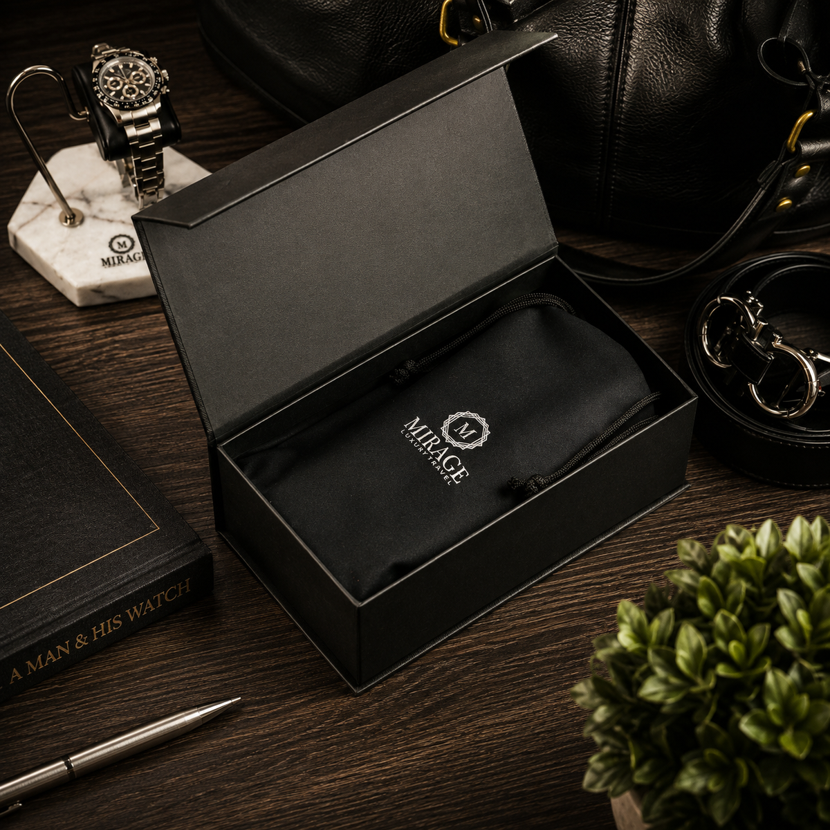 3 Watch Travel Case Full-grain Leather Watch Roll (Sable Black)